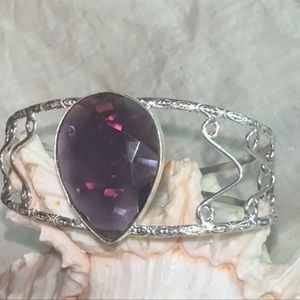 Smokey Amethyst handcrafted facet cut bracelet cuff